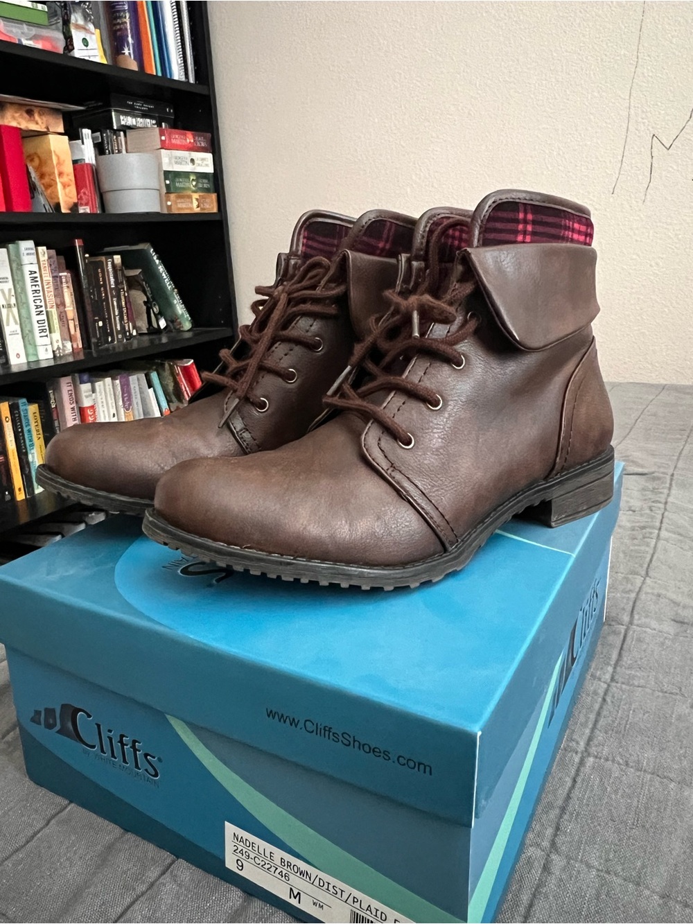 Women's Brown Fold-Over Ankle Boots